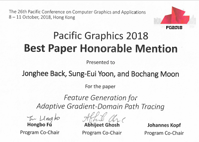 Best Paper Honorable Mention at PG 2018