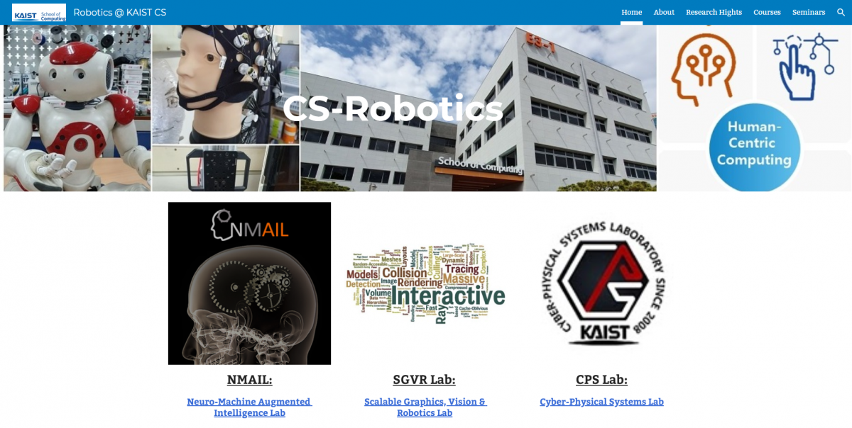 Publishing the web page of Robotics Group @ KAIST School of Computing